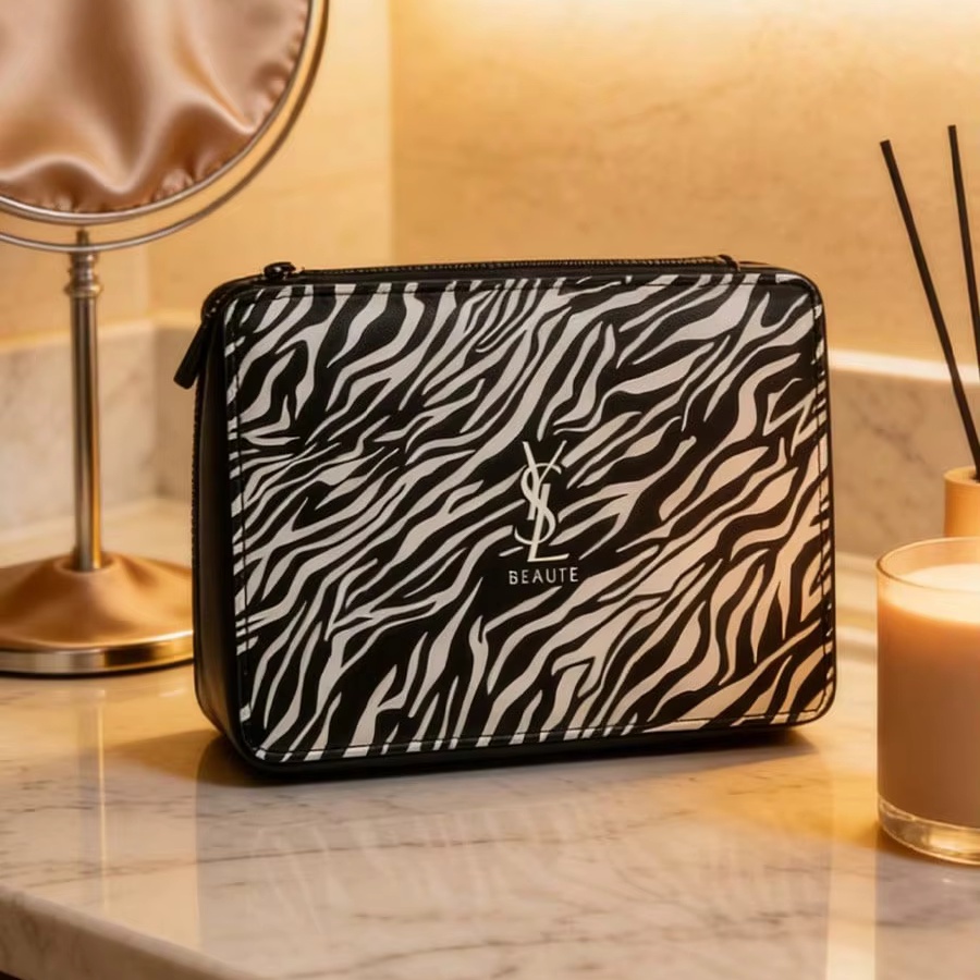 Women Luxury Bags Ysl - YSL Zebra Desenli Kozmetik Çantaları Lüks