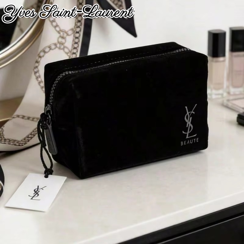 Women Luxury Bags Ysl - YSL Stili Siyah Baskılı Kozmetik Saklama